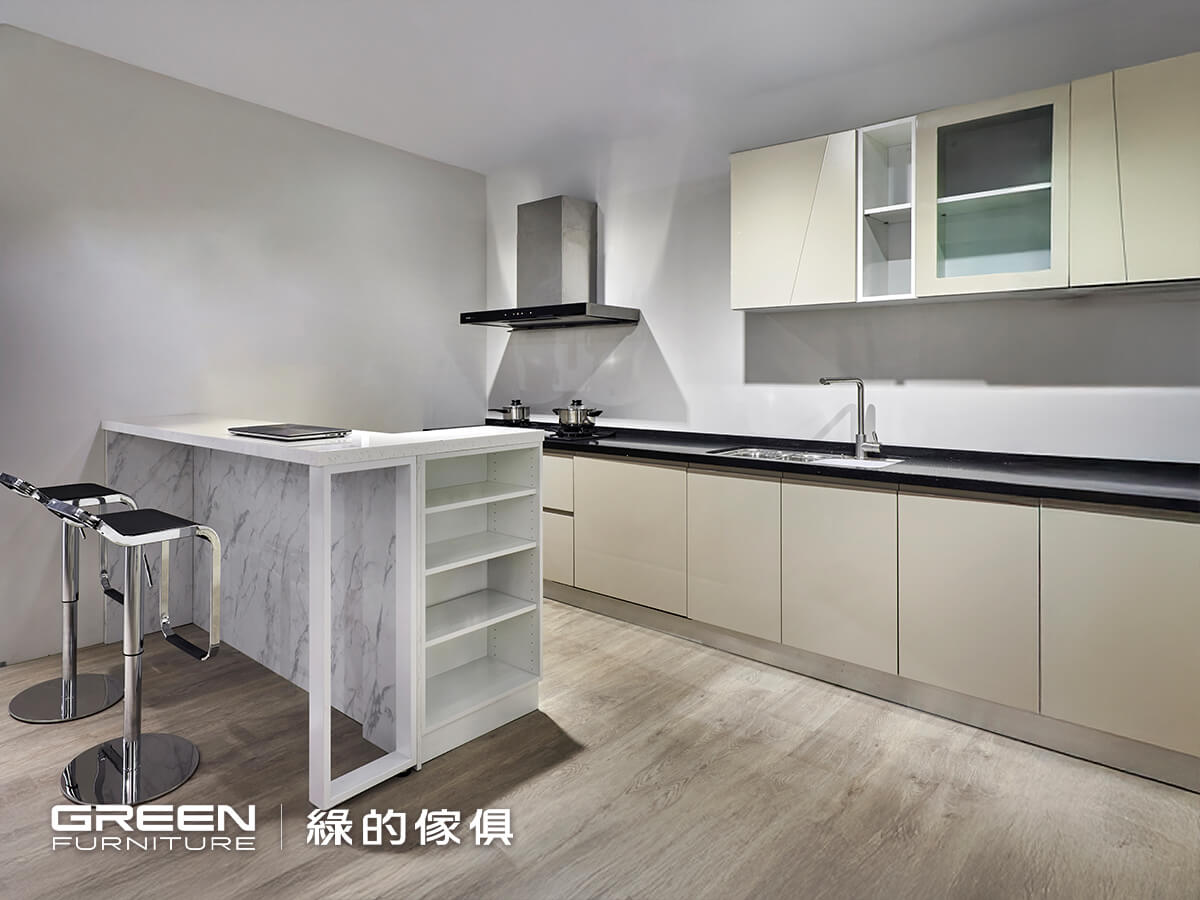 一字型廚房-麻色