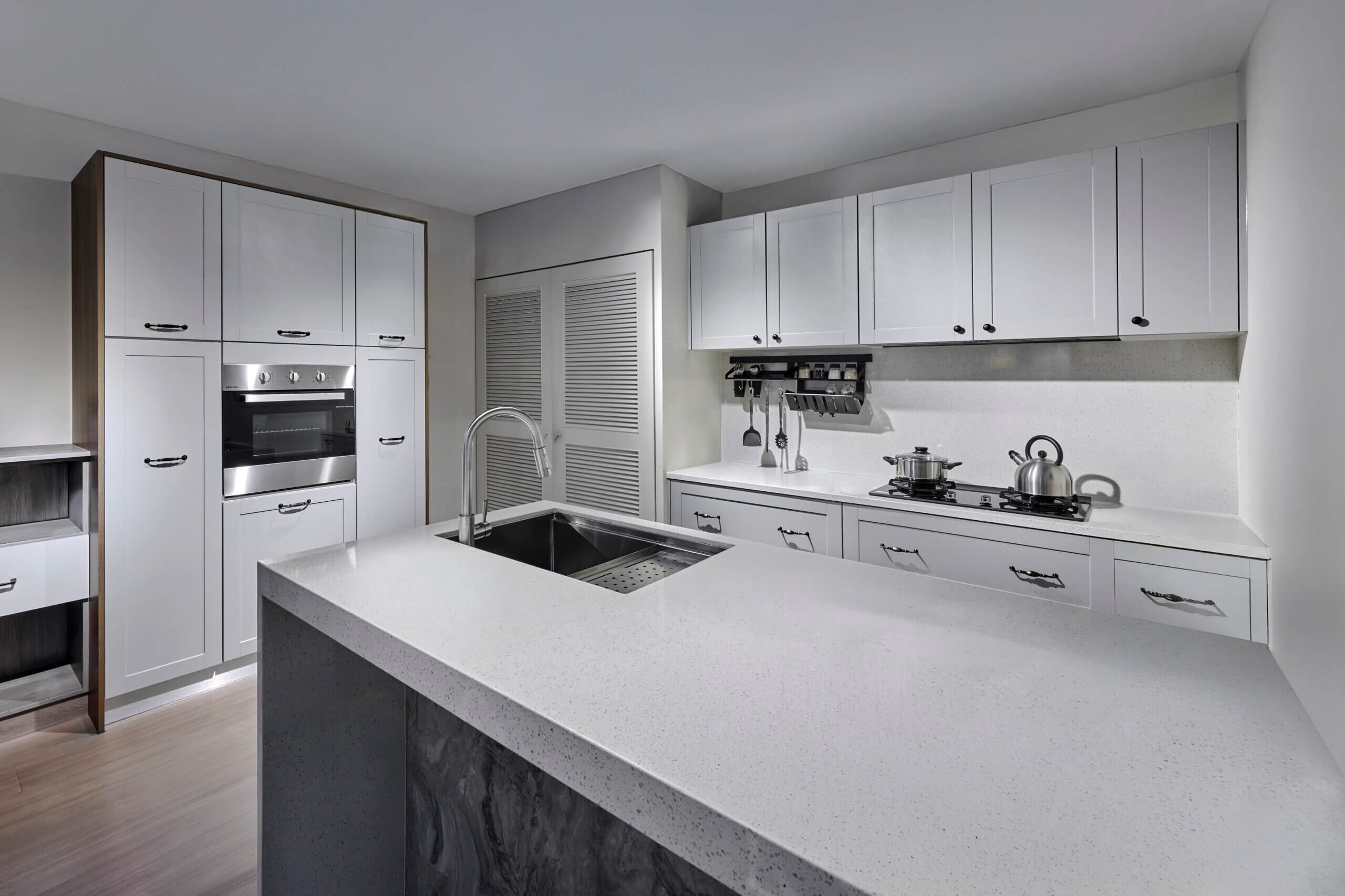 一字型廚房-霜灰