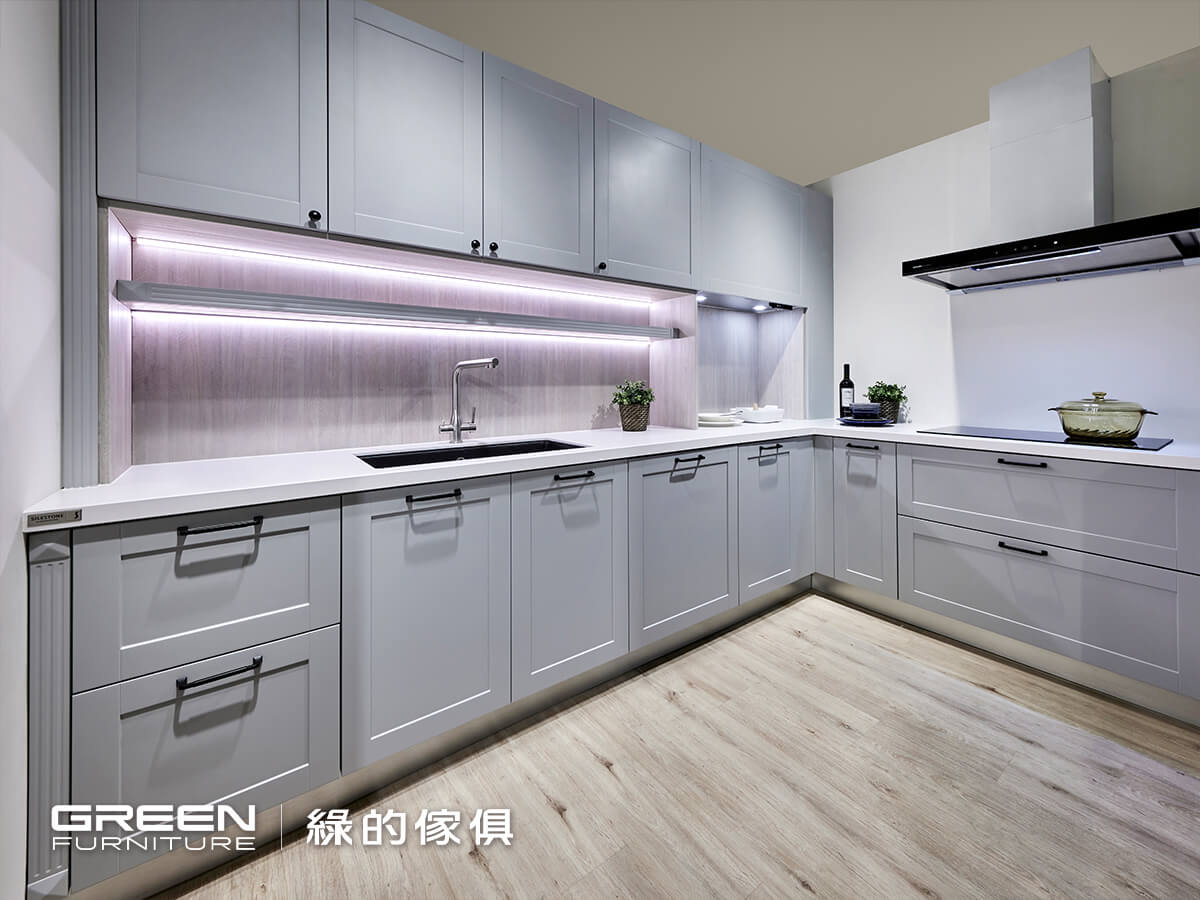 L型廚房-淺灰