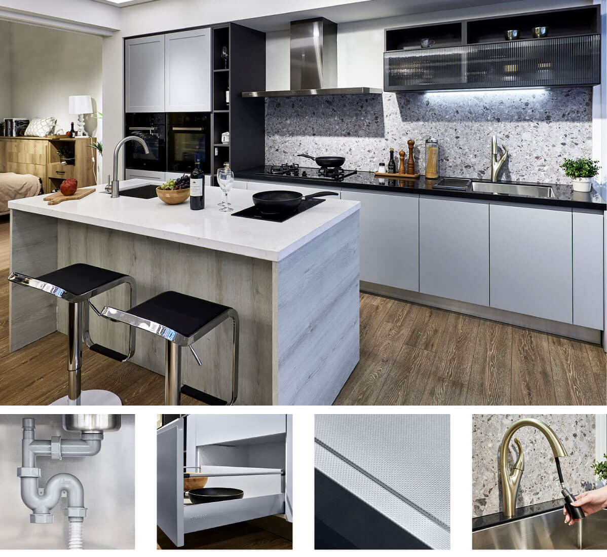 中島結合餐桌設計