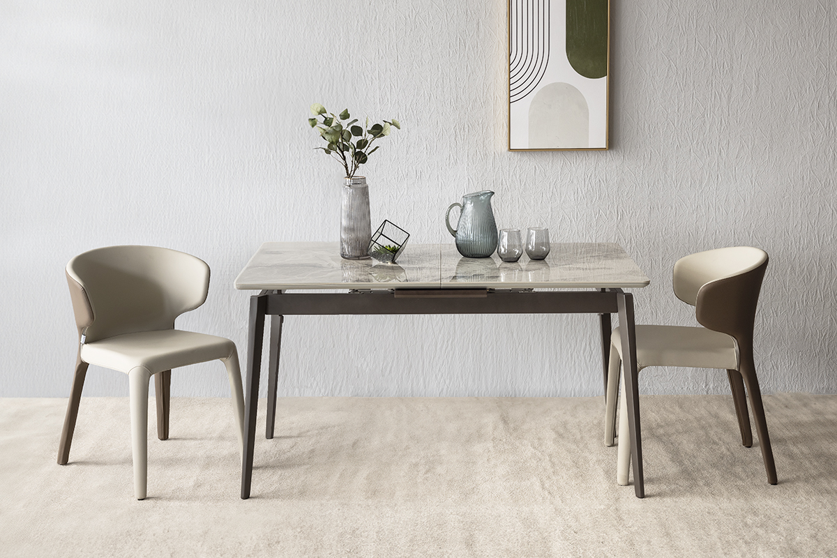 灰曜跳色延伸岩板餐桌