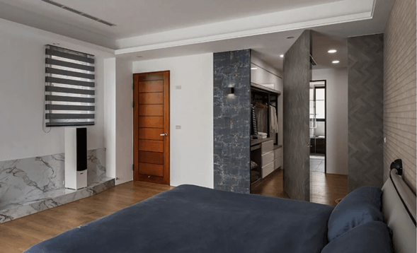 ▲以自然紋理與沈穩色調，烘托天然不造作的寢室氛圍。